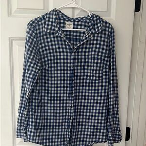 GAP Blue and White Checkered Button Down Shirt